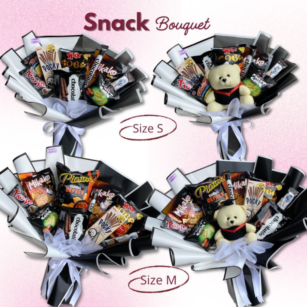 Buket Snack Wisuda Hitam Putih Untuk Cowok Small Large Snack Bandung