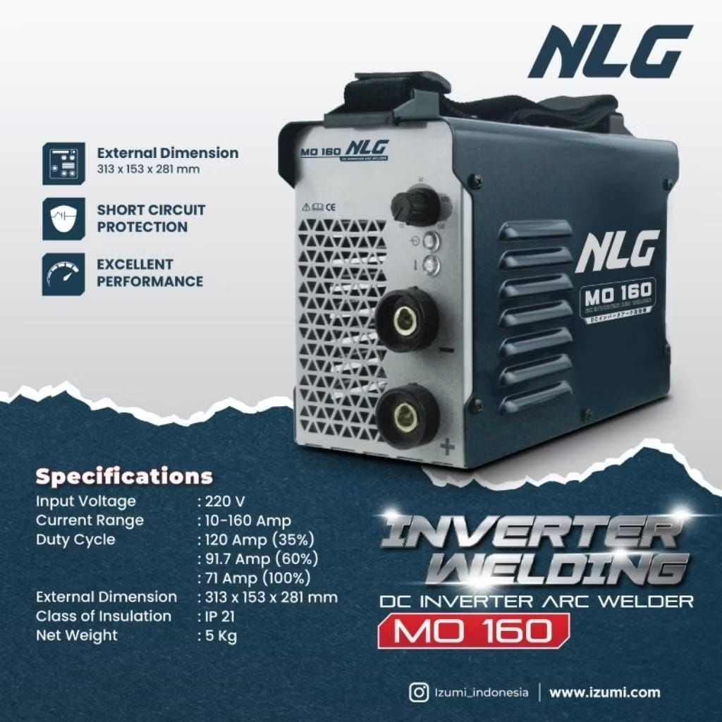 MESIN LAS NLG IZUMI MO160/ TRAVI LAS INVENTER IZUMI MMA160 / NLG IZUMI MO160