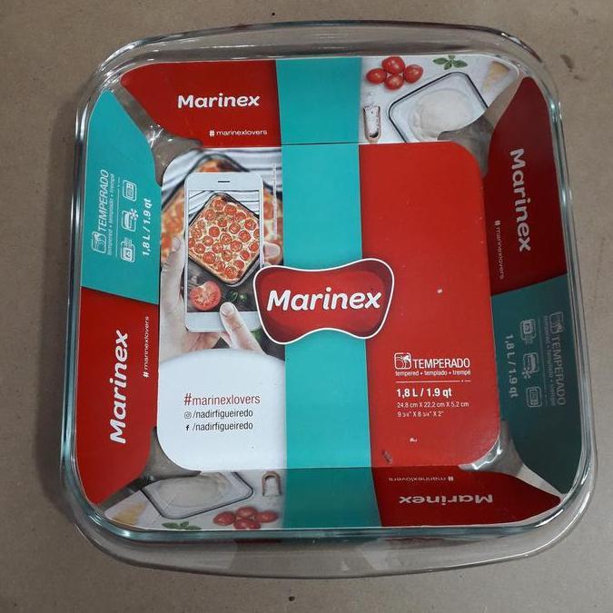 LOYANG PIRING KACA MARINEX 22CM SEGI EMPAT 1.8L PYREX PIREX MICROWAVE
