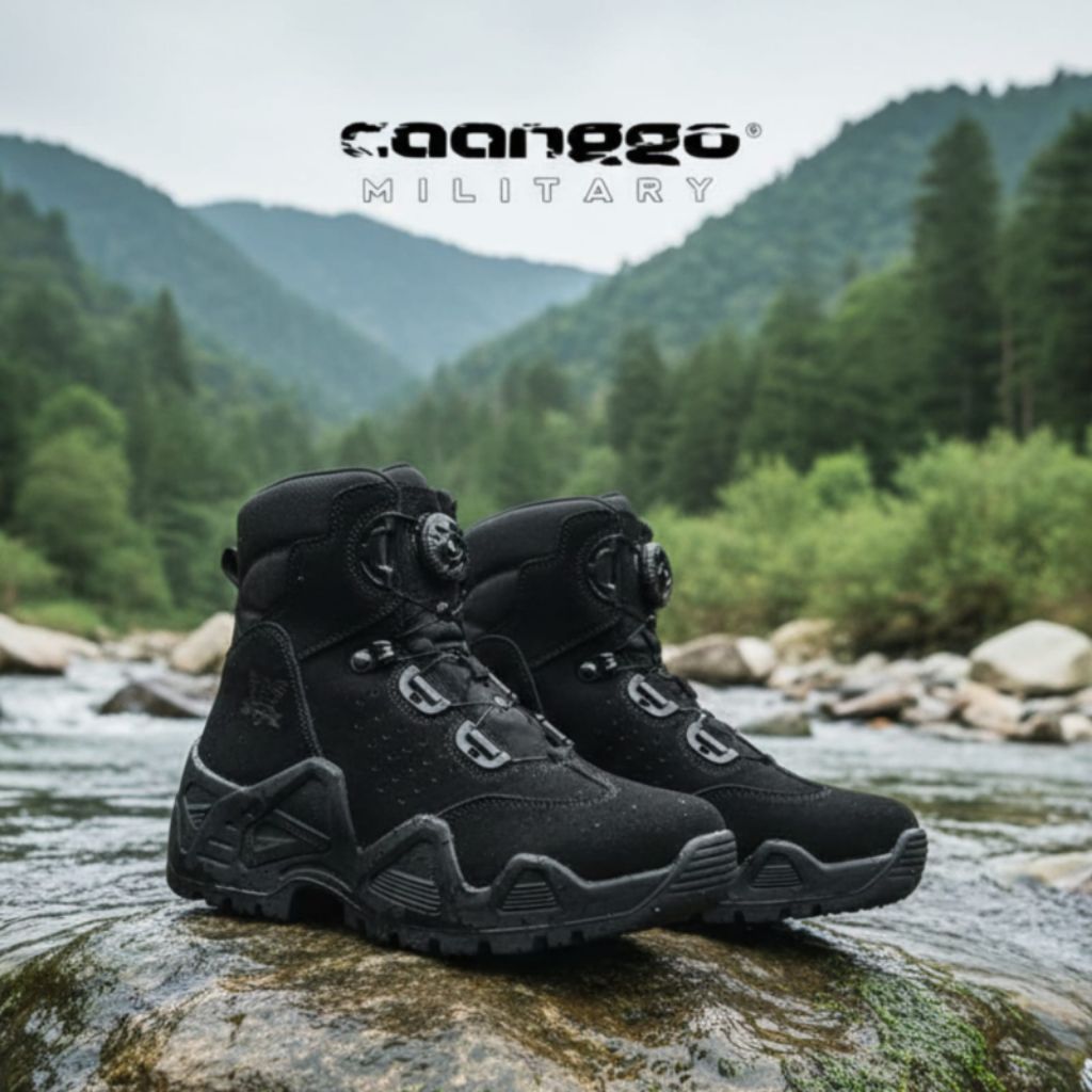 Caanggo - Sepatu PDL Angkle Boots Sepatu PDL Lantas POLRI Tali Putar Bahan Kulit Asli