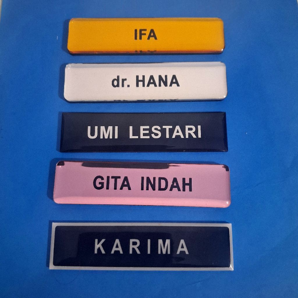 Nametag dada Nama dada  Papan nama Pin Bros Tanda pengenal Asn Tni Guru Karyawan Satpam