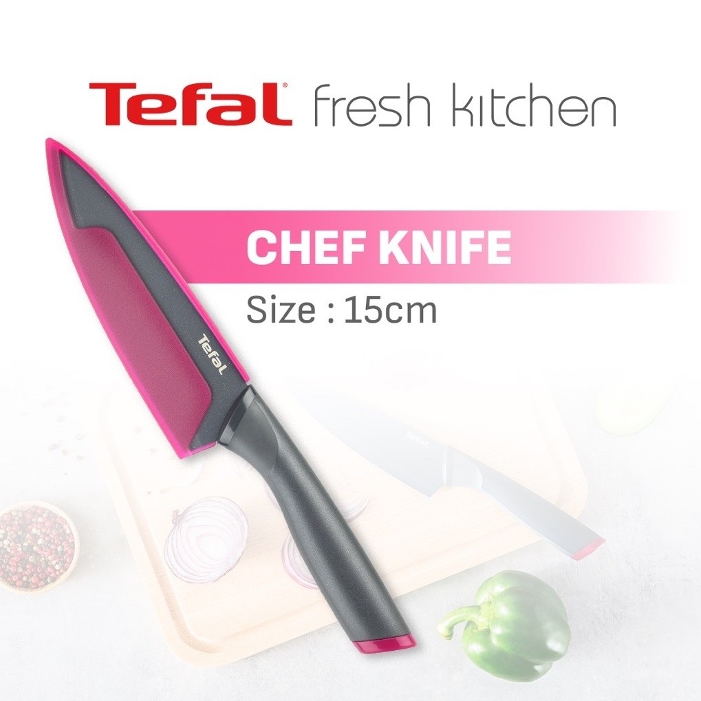 Tefal Chef Knife 15 cm Fresh Kitchen Titanium Reinforced Coating Comfort Zone