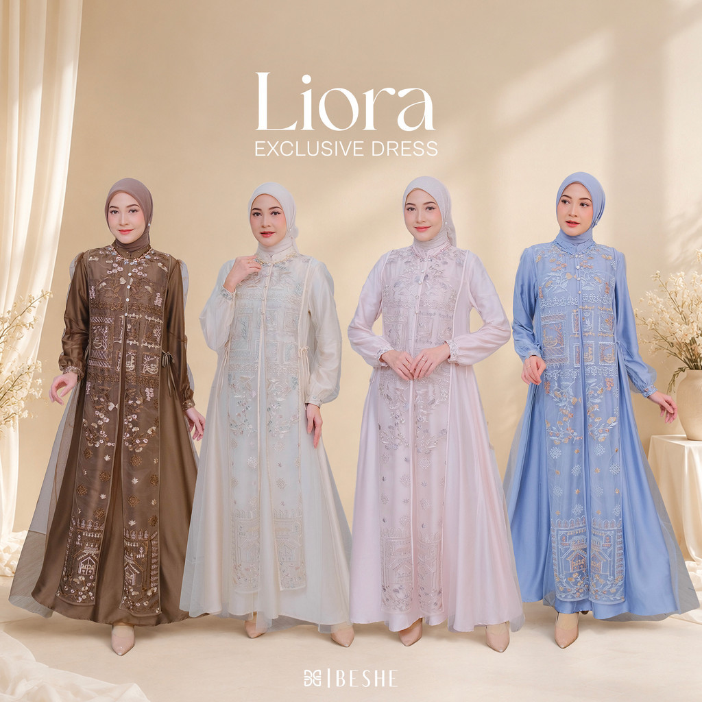 Beshecollections - Liora Gamis - Baju Brocade Payet Keluarga Sarimbit Premium