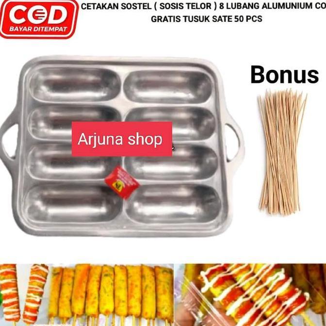 Cetakan Sosis Telur Cetakan Sostel 8 Lubang Cetakan Hotdog Bandros Bonus Tusuk Sostel Multifungsi
