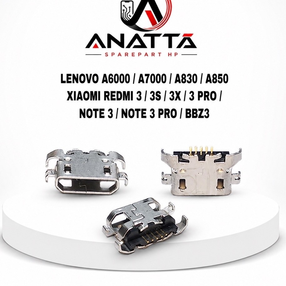 Konektor Cas Charger Lenovo A830 / A850 / A6000 / A6600 / Xiaomi Redmi 3 / 3S / Note 3 / BB Z3 & Per