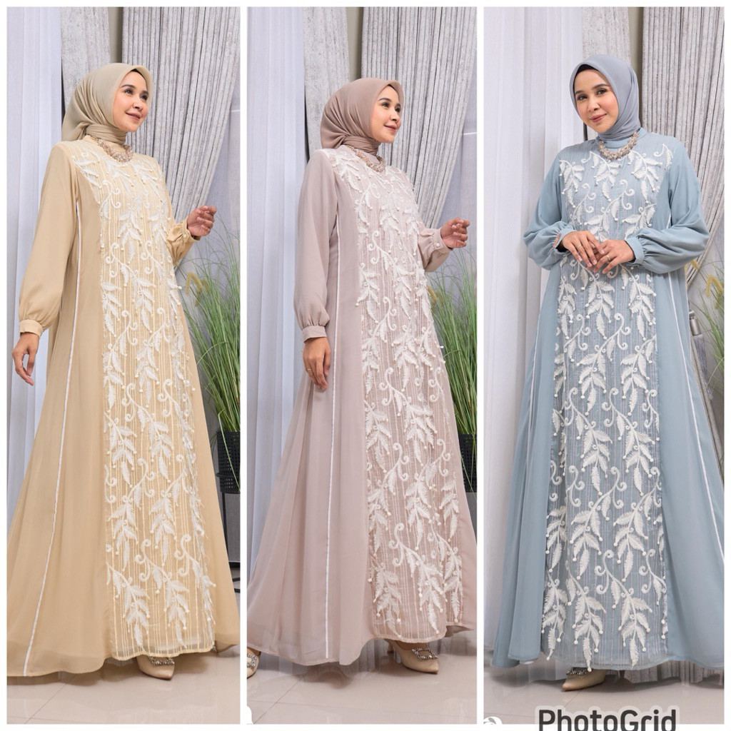 AZZURA gamis marevi mewah simple kekinian standar & jumbo