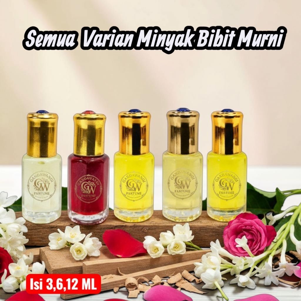 Semua Varian Minyak Bibit Murni - Cendana melati gaharu cempaka kantil kenangan mawar kasturi misk h