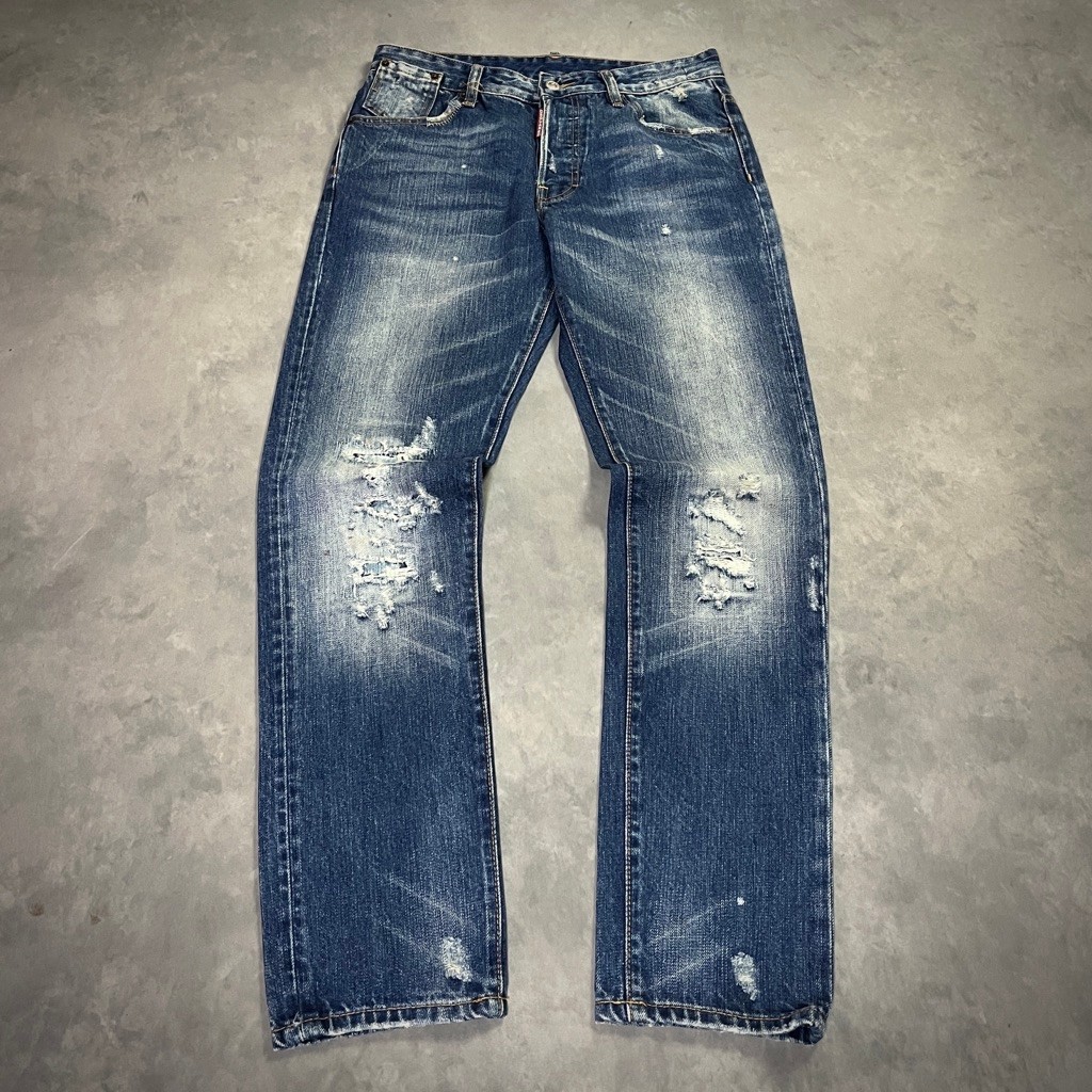 DSQUARED2 Button Fly Distressed Denim Made In Italy | Celana Jeans Kancing Banyak Original Selvedge 