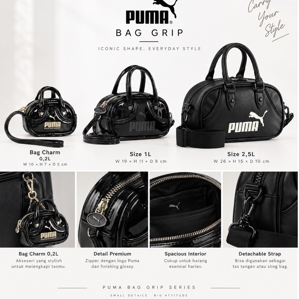 NEW COLLOR Tas Puma Origina/PUMA Unisex PUMA 1976 Archive Mini Grip Bag 2.5LP,1L/Grip Bag Keychain 0