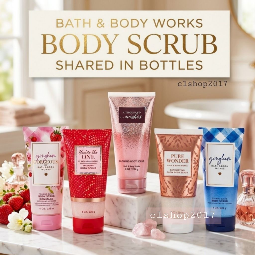 BBW ULTIMATE HYDRATION BODY SCRUB SHARE IN BOTTLE 3 ML & 30 ML JAPANESE CERRY BLOSSOM GINGHAM LOVE G