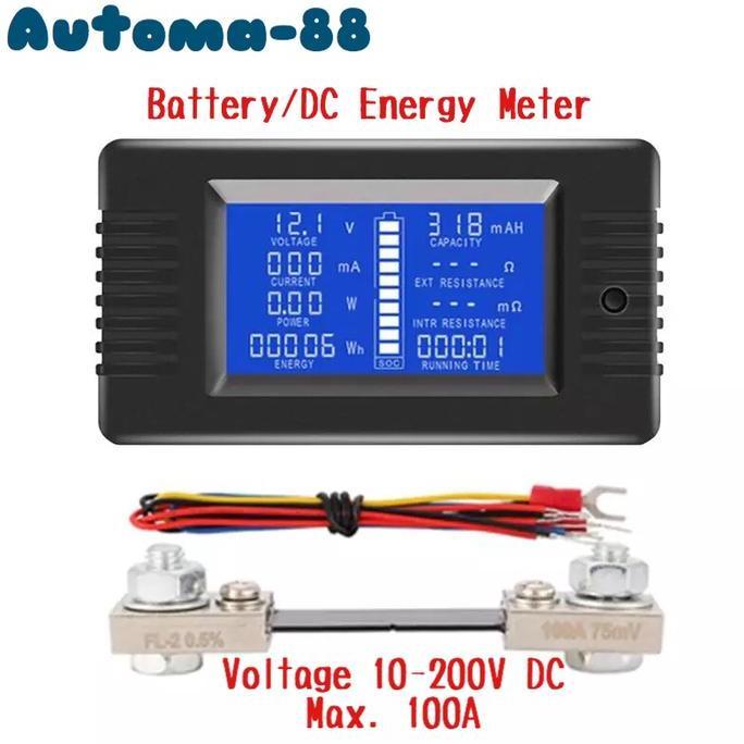 DC ENERGY TOTALIZER KWH METER VOLTMETER AMMETER BATTERY METER 100A AUTO