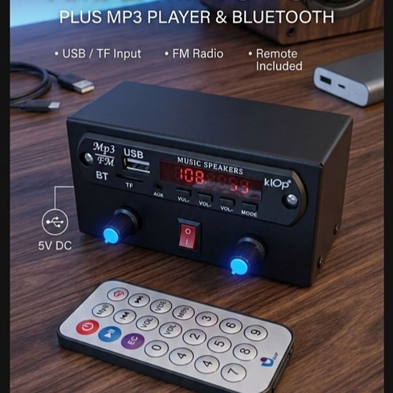 Ampli Mini 5v  Bluetooth Mp3 Radio Fm