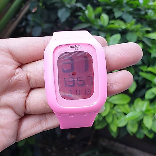 WARNA WARNI JAM TANGAN DIGITAL LED TOCH SWATCH PING PINK