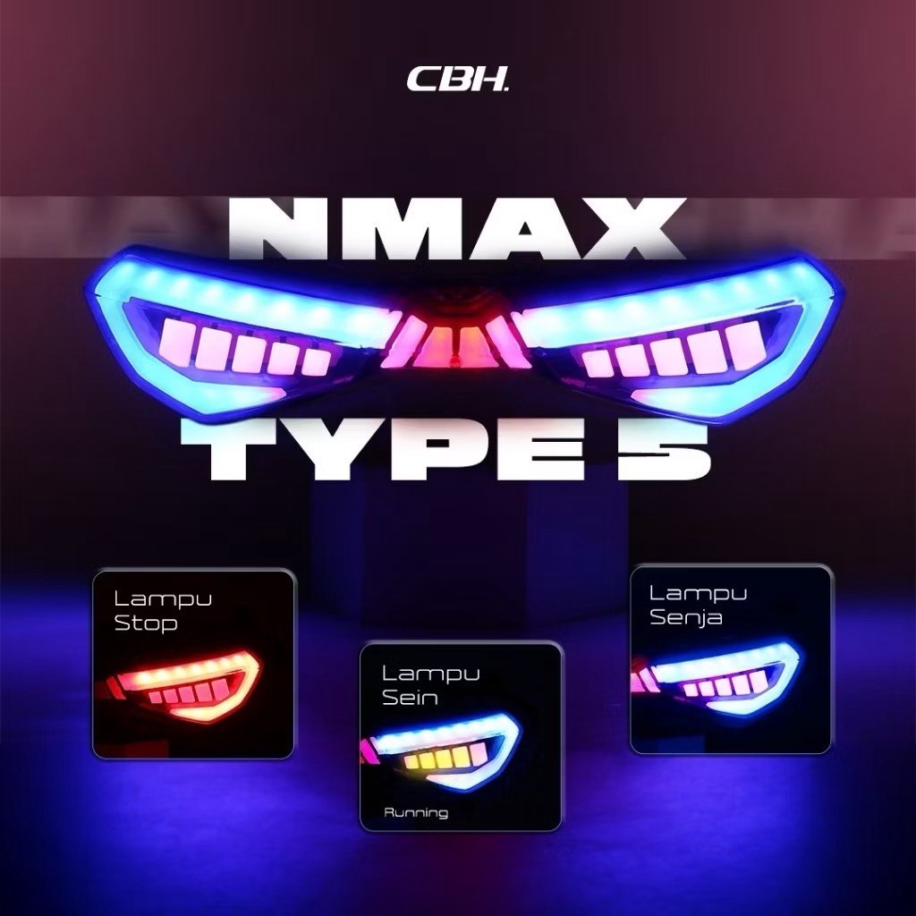 STOPLAMP MOTOR VARIASI CBH TYPE 5 PNP LAMPU BELAKANG VARIASI ALL NEW NMAX 2020-2023