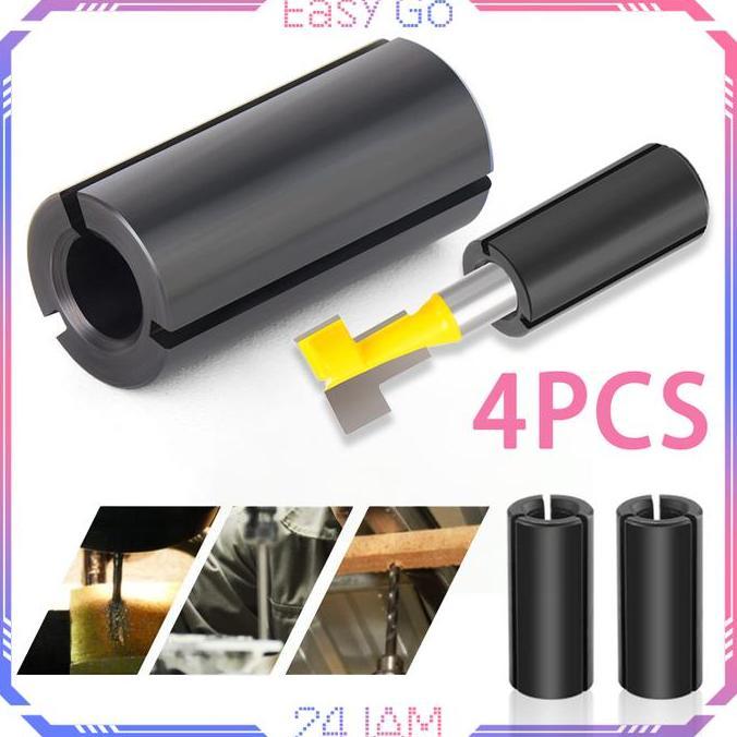RAFENU 4pcs/Set Chuck Collet Sleeve 12,7mm Adapter Mesin Router Adapter Collet Adaptor Router Chuck 