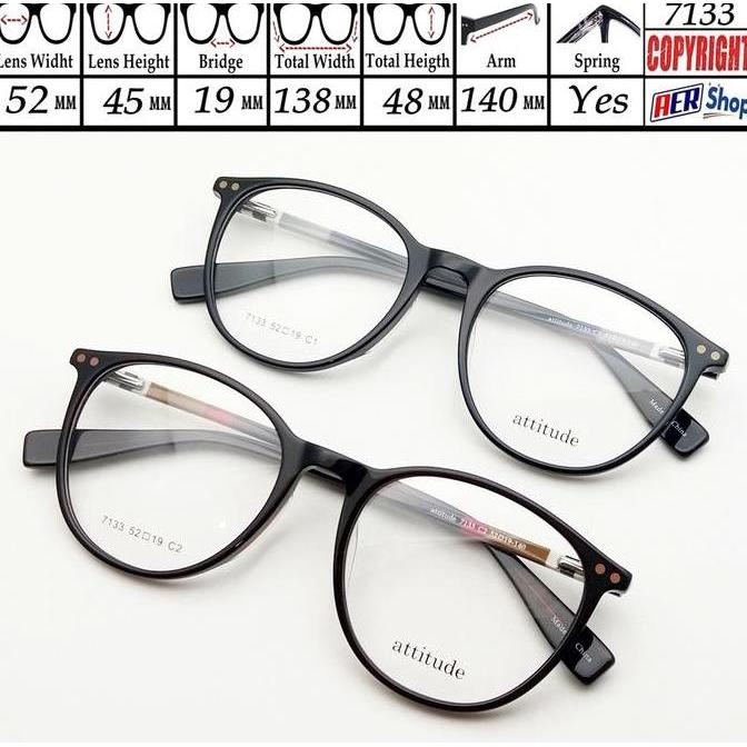 kacamata original ATTITUDE half frame kacamata minus bulat unisex