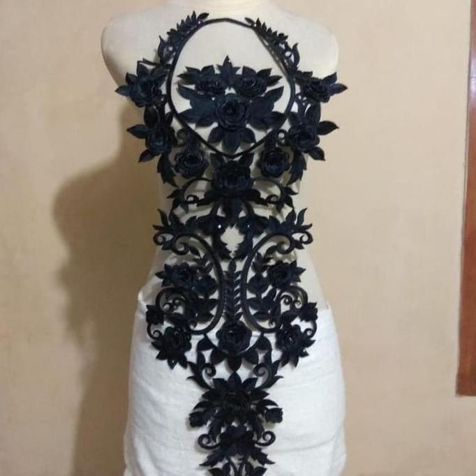 Renda Bordir Kamisem 3 - Aksesori Tempelan Gaun Dress Gamis Baju Adat Dari Kain Abutai & Benang Bord