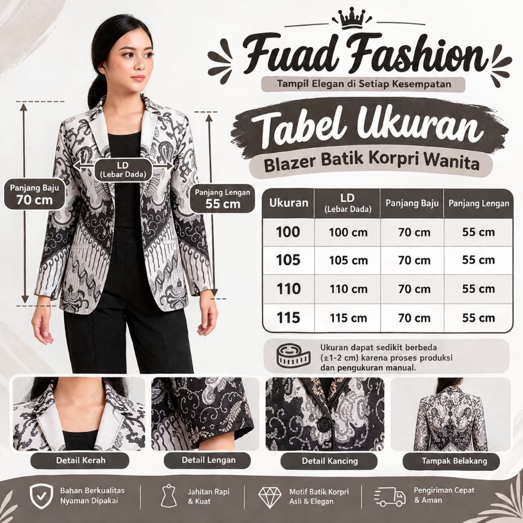 Blazer PGRI Wanita Terbaru Bahan Semi Sutra