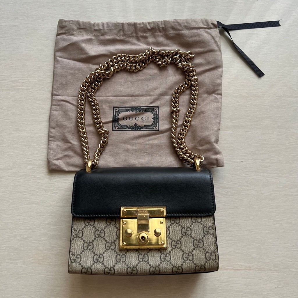 PL Gucci GG Supreme Padlock Small Crossbody Sling Shoulder Bag GHW (with Dustbag)