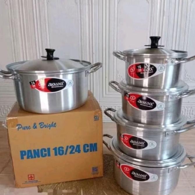 (COD) 1set 5pcs panci jawa aluminium ORIGINAL MASPION / panci set jawa LENGKAP Kitchenware PSD