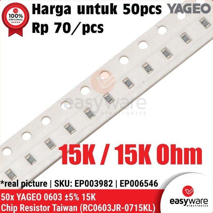 [50 Pcs] Resistor Smd 0603 Yageo 5% 15K Chip Resistor 15K Ohm Resistor Smd