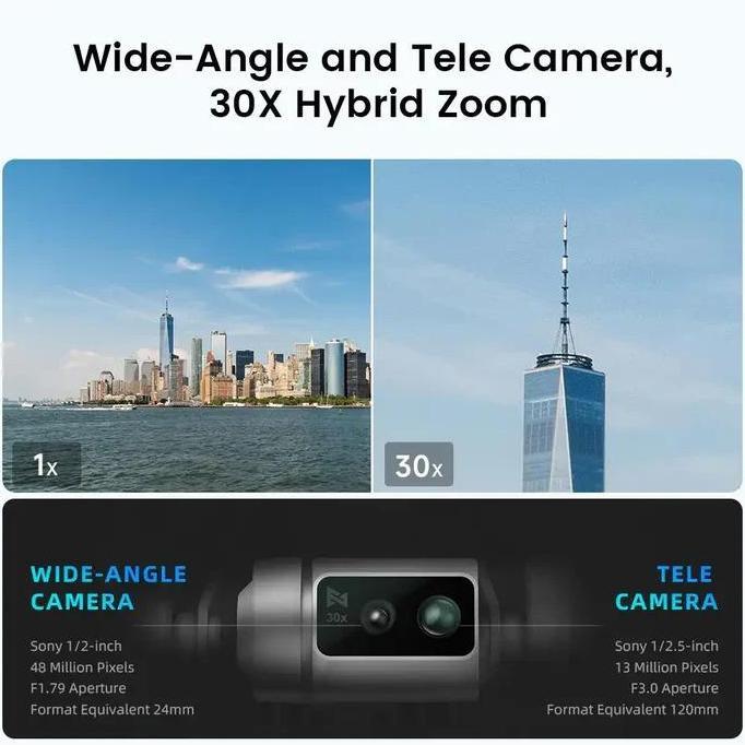FIMI X8 TELE MAX Drone 4K 48MP 30x Zoom Camera 3-Axis Gimbal 20KM 47 Min Flight Time Drone Camera