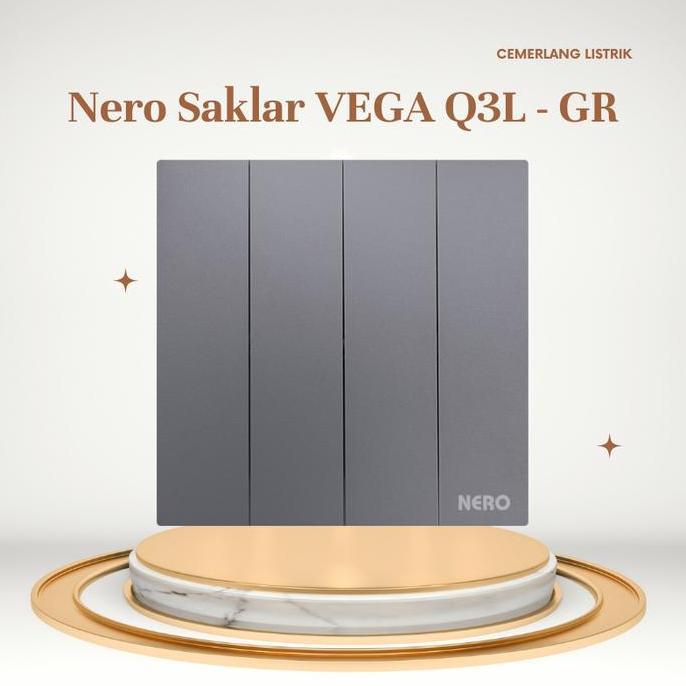 Saklar 4 Gang Nero - Saklar 4 Tombol Nero Vega Q3L1641-Gr Grey