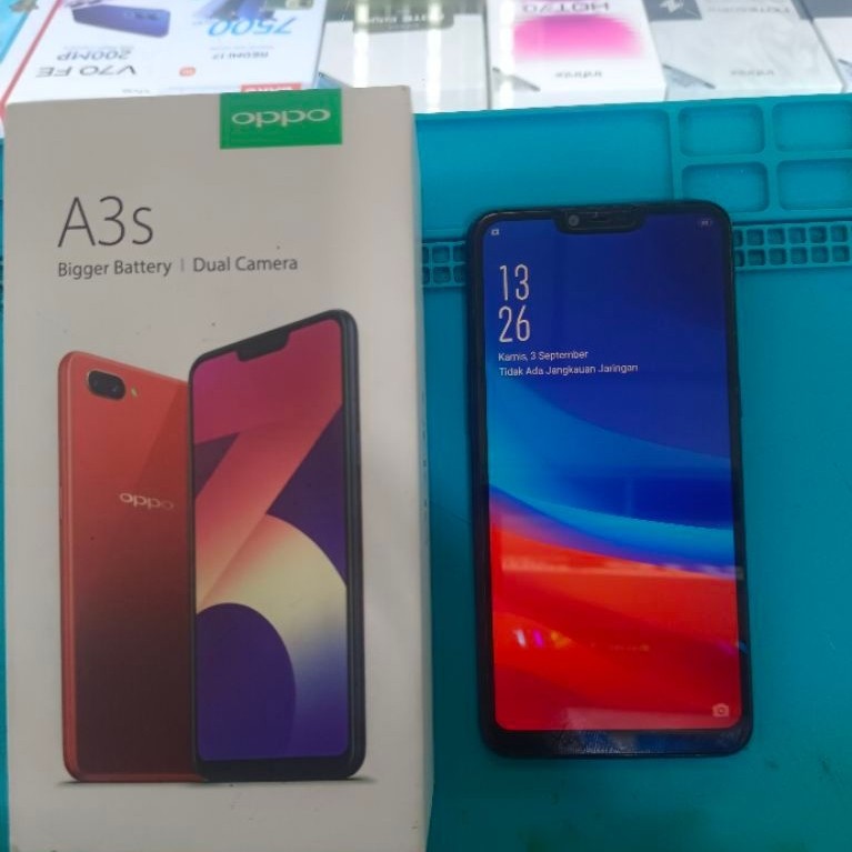 jual fulset handphone Android second oppo A3s.3+3/128gb asli resmi oppo mulus semua ready