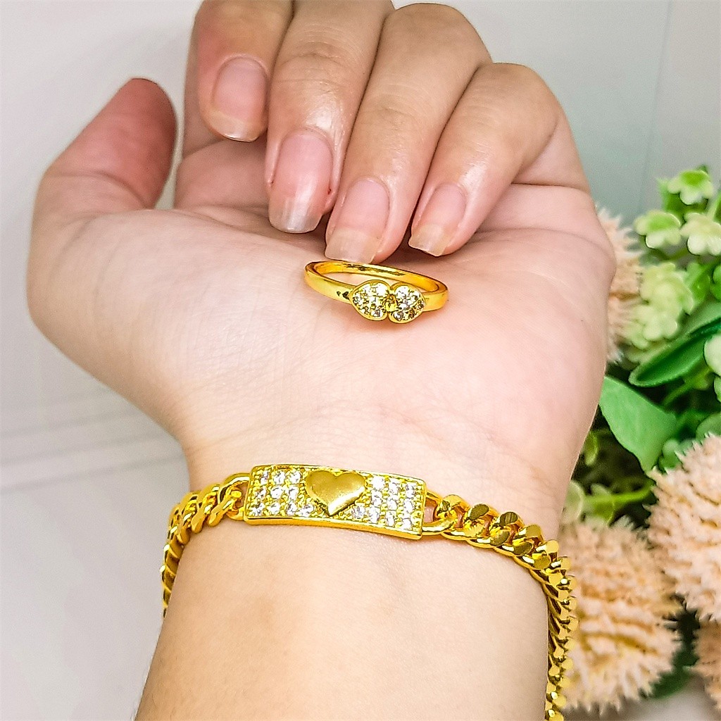 Gelang Kendari free cincin Perhiasan Lapis Emas 24K gold Gelang Tangan Bracelet mirip emas asli Fash