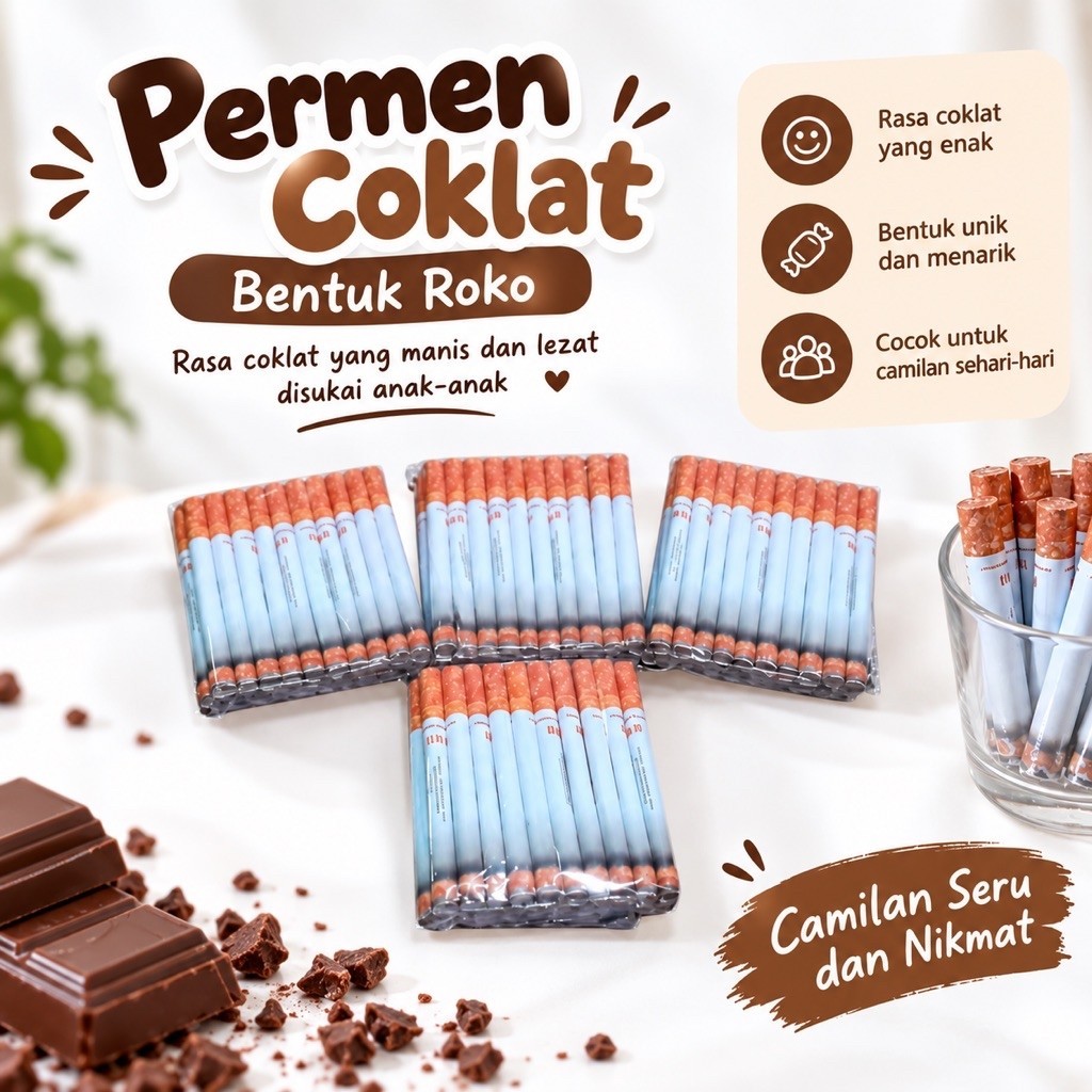 Isi 20pcs Permen Coklat BentukRokok