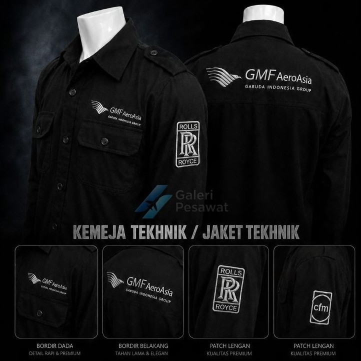 Jaket Tekhnik / Kemeja Tekhnik GMF AeroAsia - Boeing - Airbus