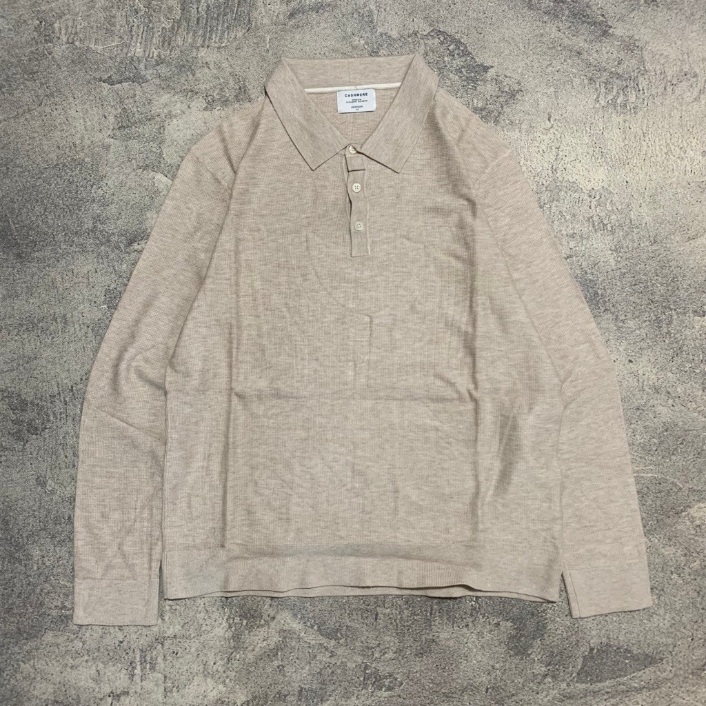 Cashmere Blended Wool Polo Longsleeve size L