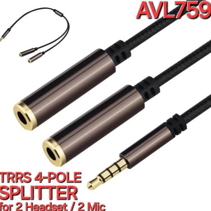 AVPRO AVC159 3.5MM TRRS 4-POLE SPLITTER FOR HEADSET MIC BRAIDED 30CM B PROX