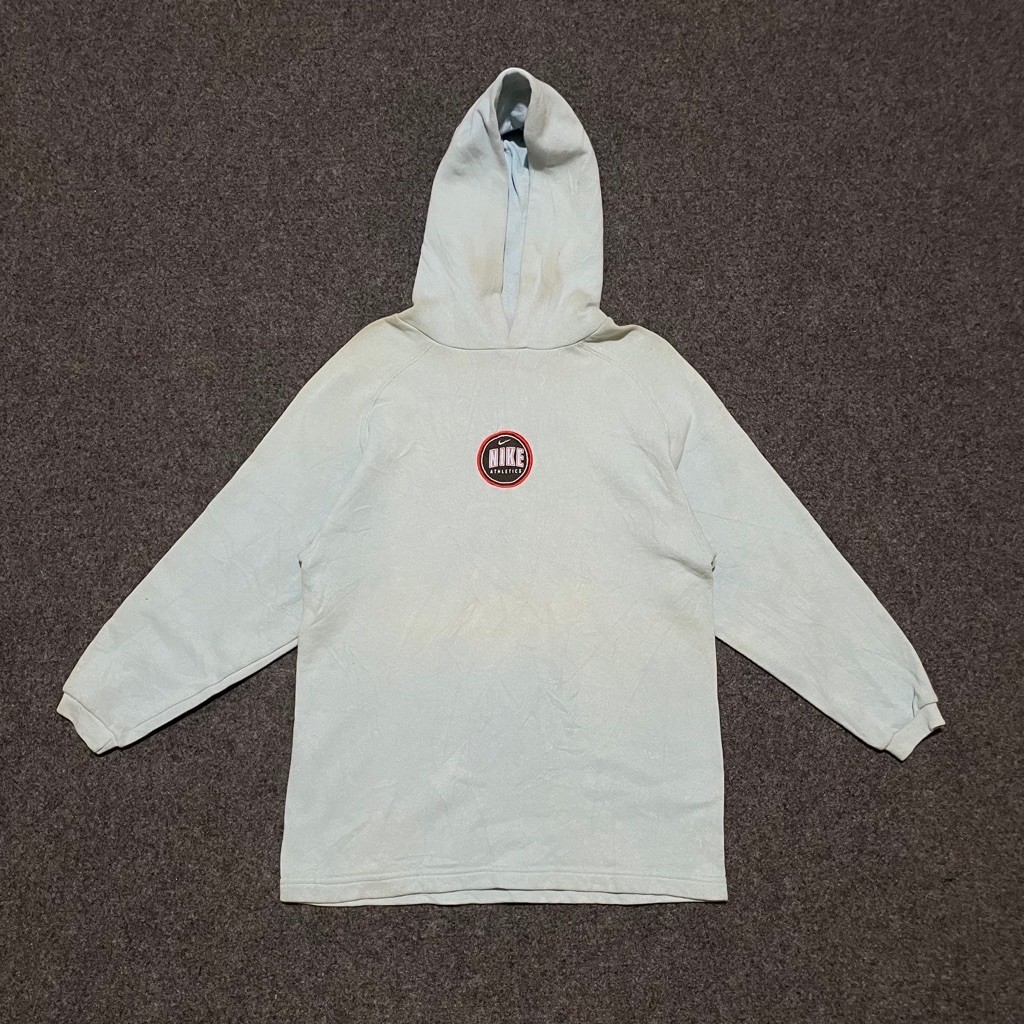Vintage 90s Nike Athletics Raglan Hoodie Light Blue size S-M