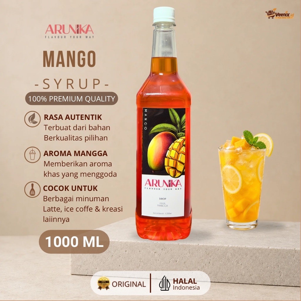 Sirup Mango Arunika 1L Untuk Menu Cafe&Resto dan Minuman Kekinian | Sirup Buah Mangga