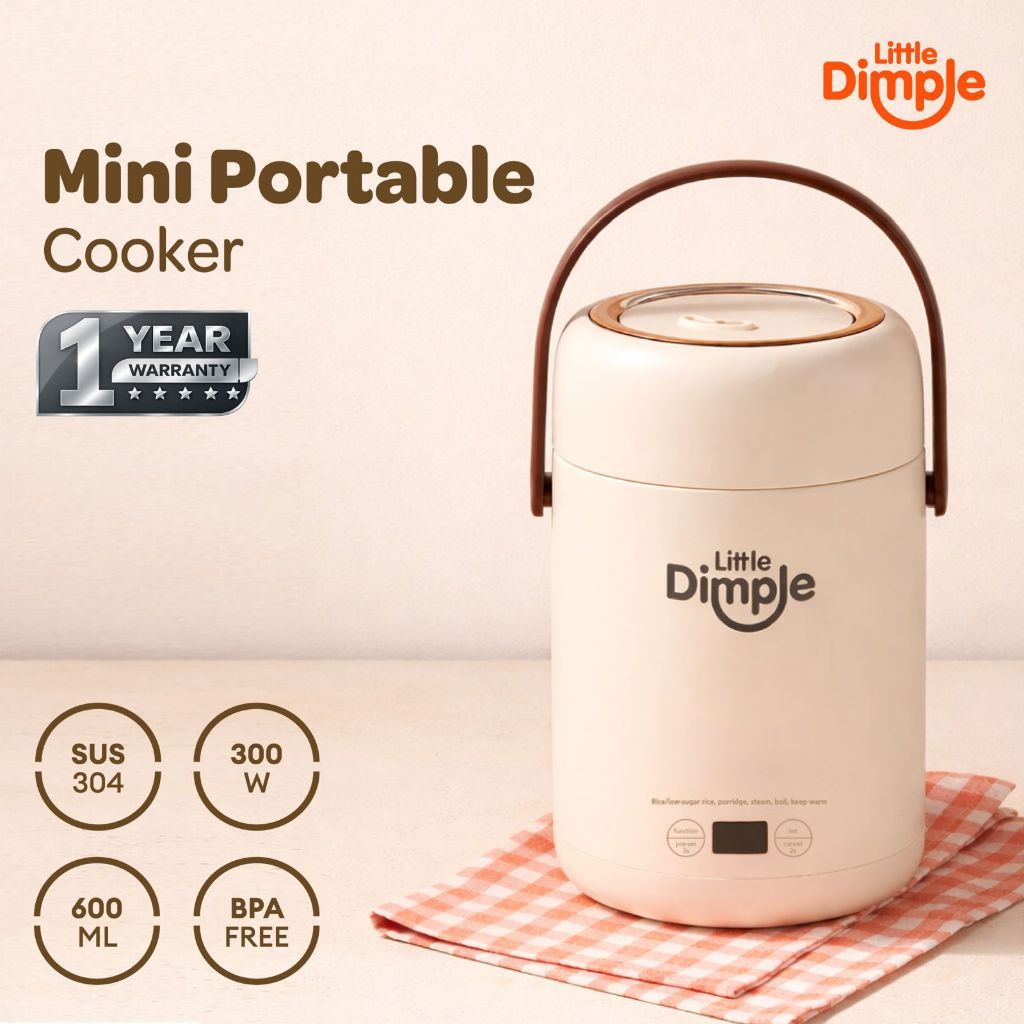 Little Dimple Mini Portable Cooker - Rice Cooker Mpasi Bayi 600ml - Stainless SUS304 BPA Free  Sehat