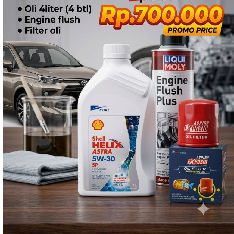 Paket Oli Shell Helix Astra 5W/30 Toyota Avanza