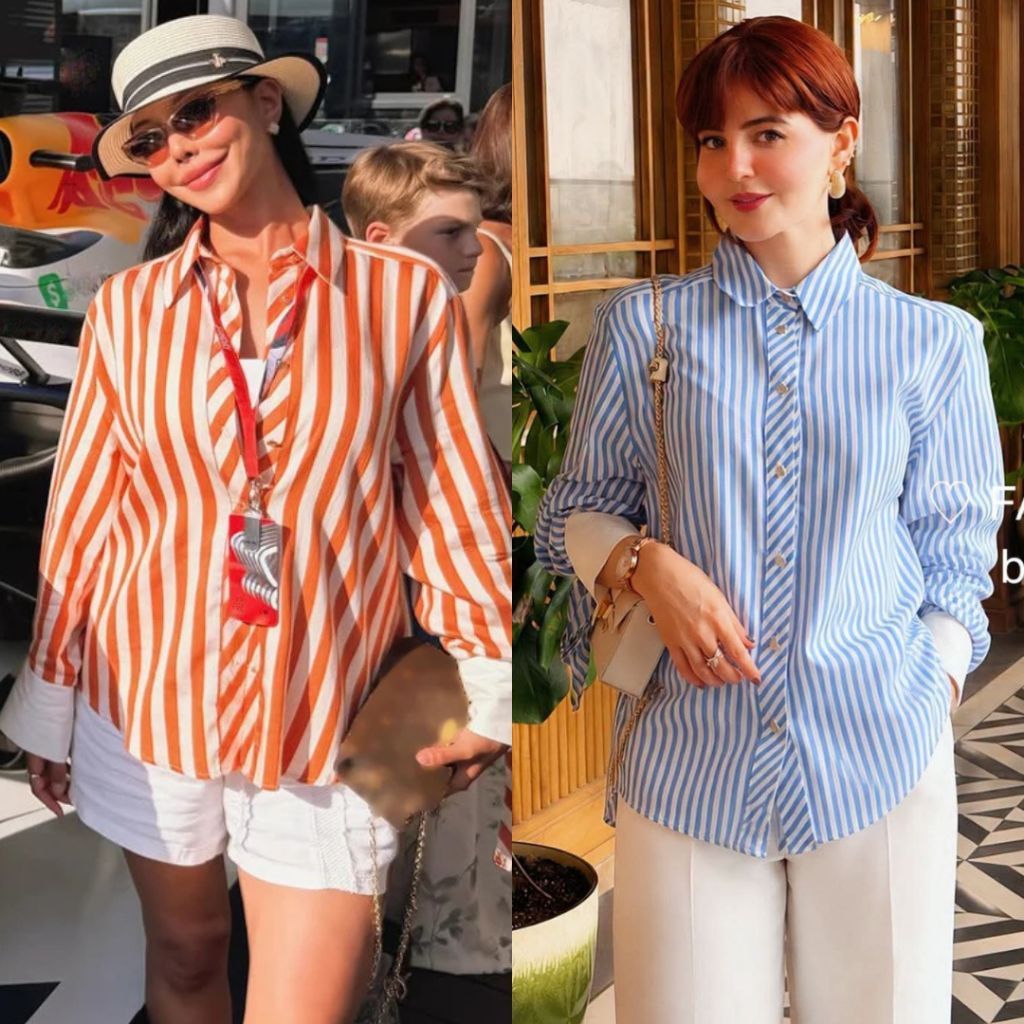 Bhusana Castle 81161 striped long sleeve shirt blouse / blouse wanita