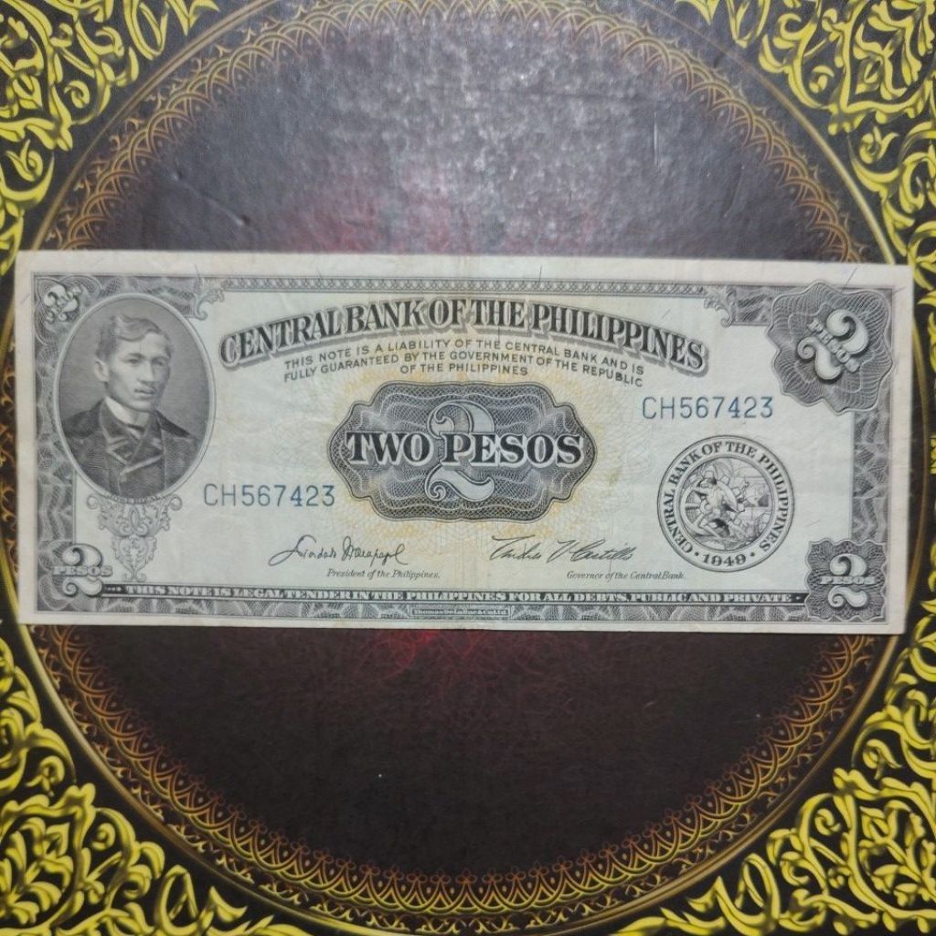 Uang Pilipina 2 peso 1949 vf