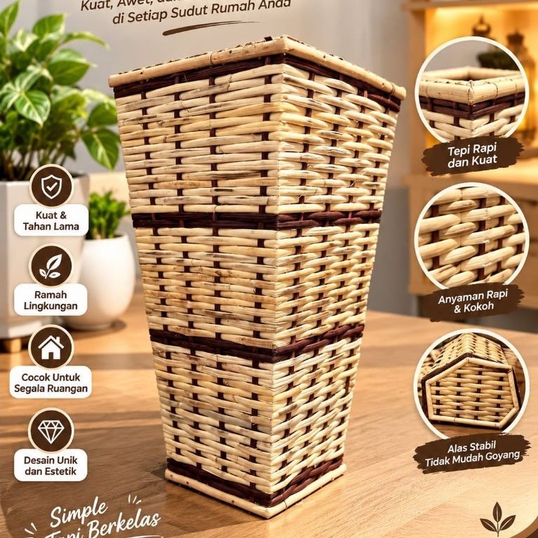 Pot bunga rotan anyam /pot rotan /pot anyam Tradisional