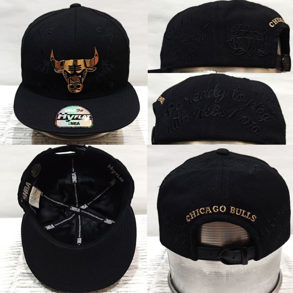 Topi HyFlat x NBA CHICAGO BULLS Snapback Full Bordir Unstructured Authentic Ori 2nd