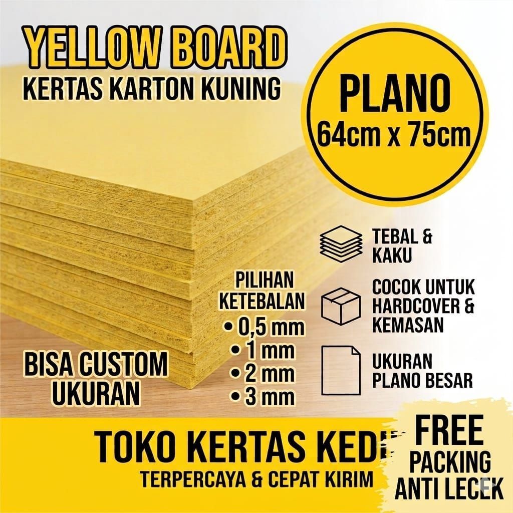 KARTON KUNING PLANO 64cm X 75cm / YELLOW BOARD / KARTON TEBAL