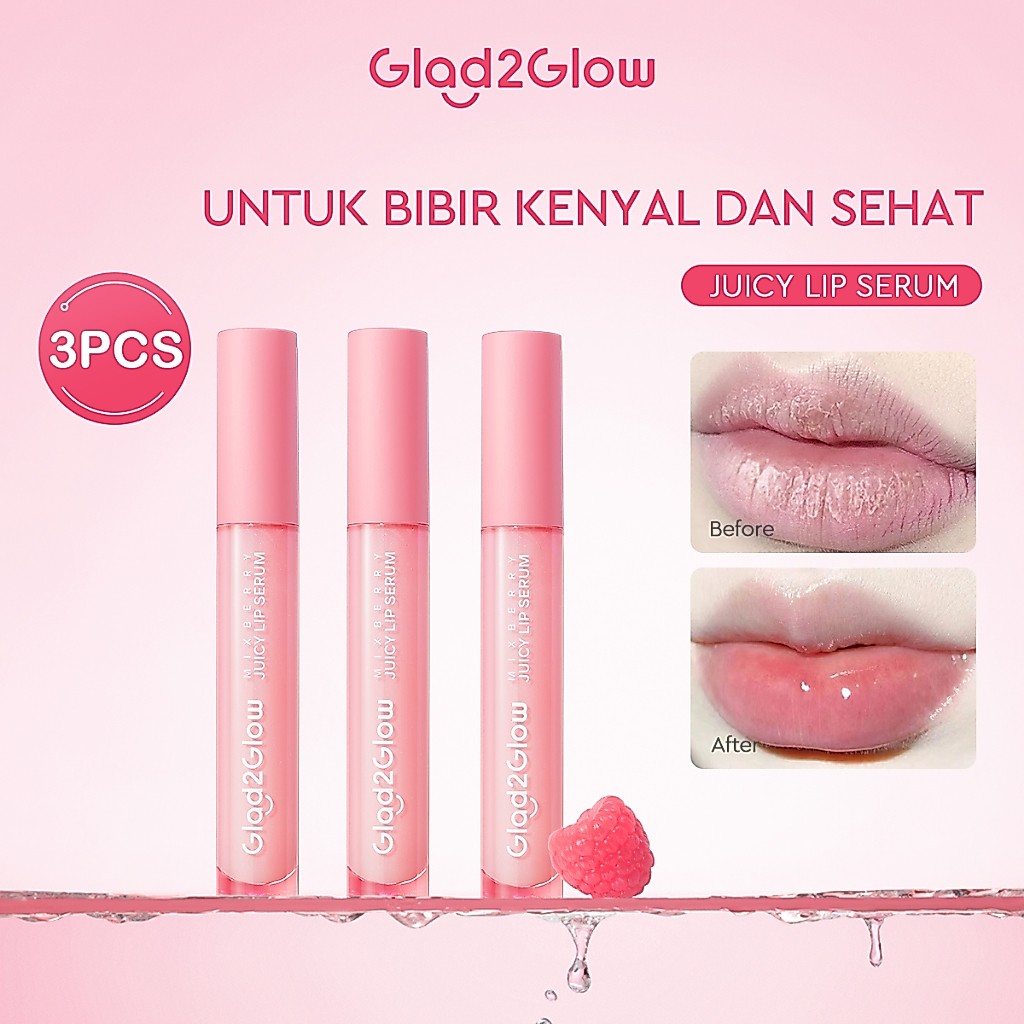 GLAD2GLOW Lip Serum Mixberry Juicy | Lip Care Serum Lip Oil Magic LIPS MELEMBABKAN BIBIR MENGATASI B