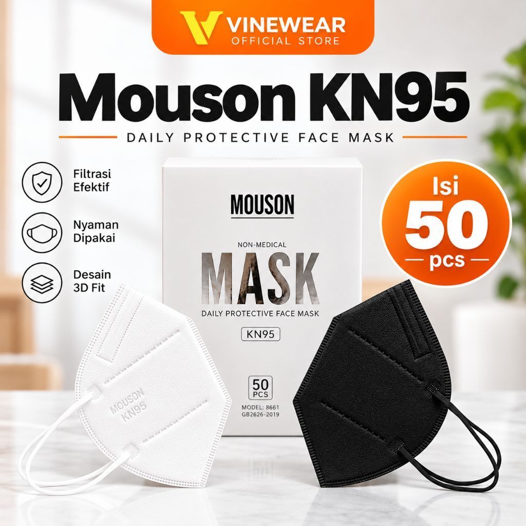 MASKER KN95 MOUSON 5PLY ISI 50 PCS DISPOSABLE MASK