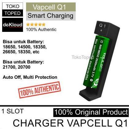 Authentic VAPCELL Q1 Battery Charger | baterai batre 18650 21700 cas