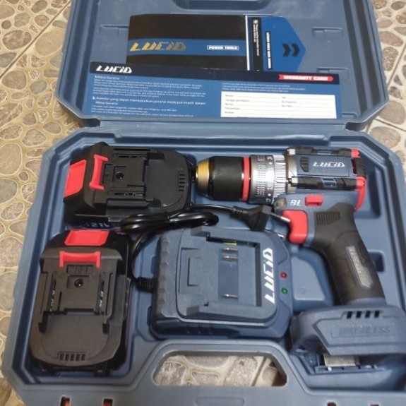 Bor Listrik Tanpa Kabel LUCID LX-60 dengan Baterai Lithium 21V, Torsi Tinggi, dan Motor Brushless
