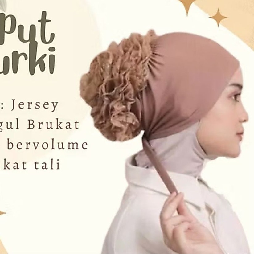 Ciput Turki Cepol Renda Brukat | Inner Hijab Premium Nyaman & Ringan || Ciput Cepol Turky Polos
