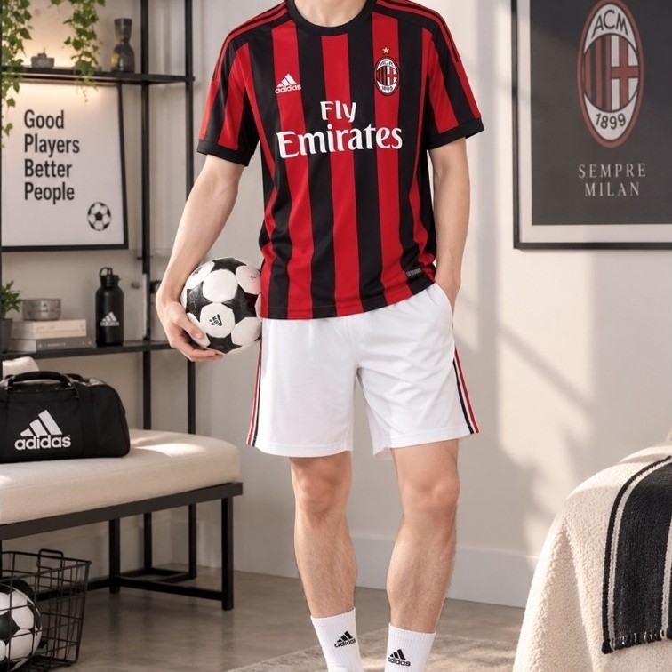 Baju Jersey adidas ac milan merah pria