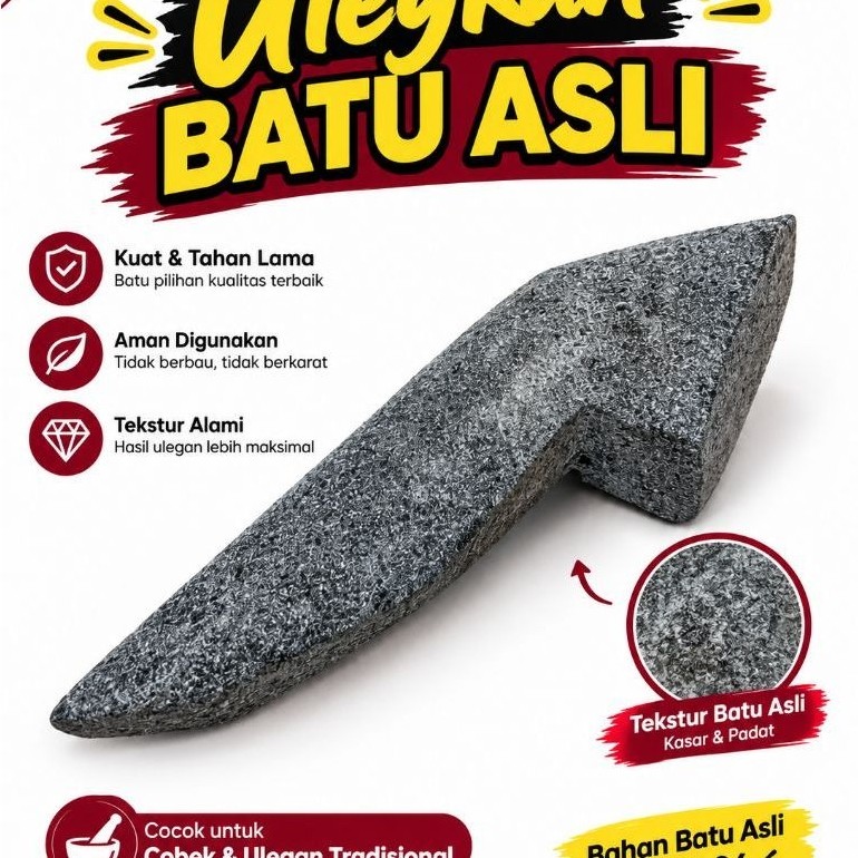 Ulekan Batu - Munthu Batu, Kuat, Tahan Lama, Tekstur Keras, Batu Alam Asli