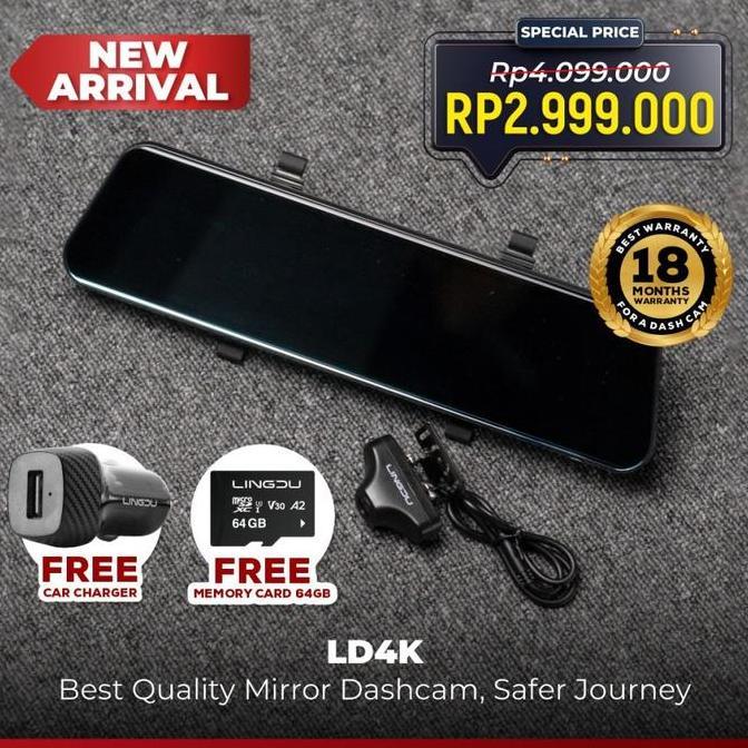 Lingdu Dashcam LD4K - 4K+1080P Kamera Dashcam Mobil LINGDU LD4K Built-in GPS
